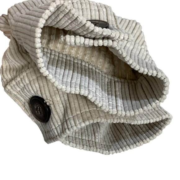 Corduroy Sherpa Lined Oversized Shacket Jacket M Button Up Soft Outerwear Beige - Picture 5 of 11